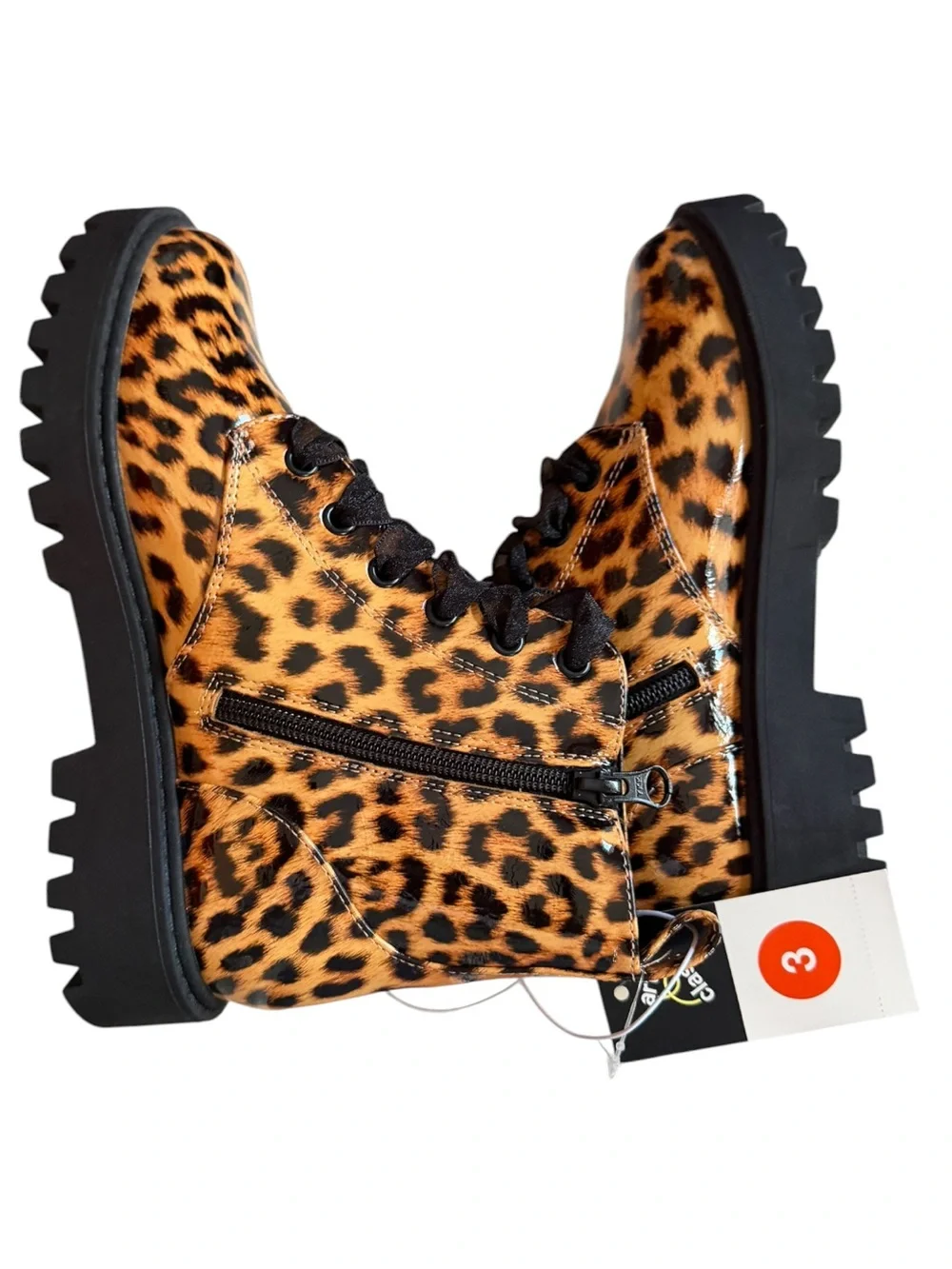 Art Class Kayden Leopard Print Lace-Up Ankle Boots NWT size 3